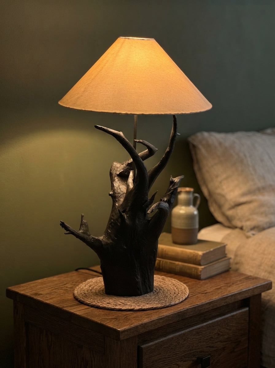 Charred Trunk Table Lamp