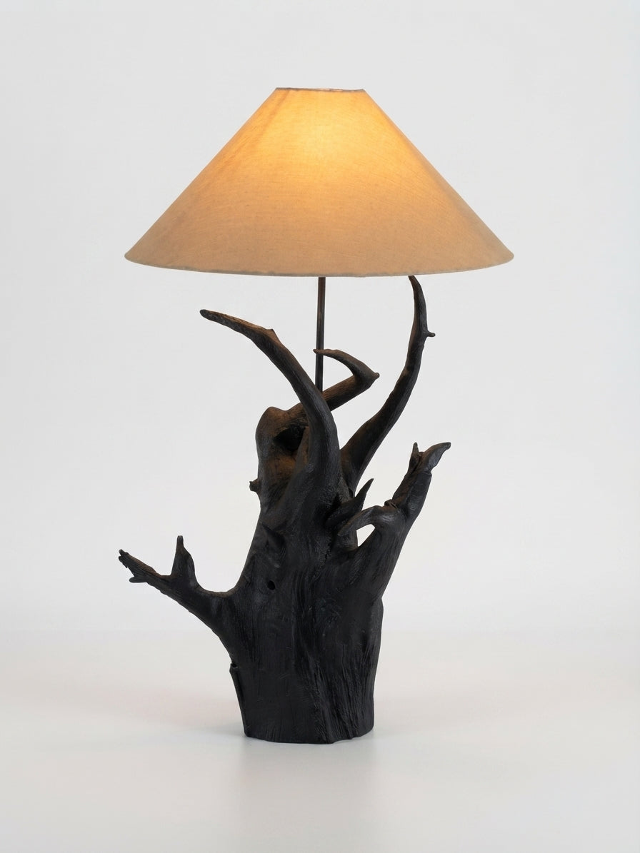 Charred Trunk Table Lamp